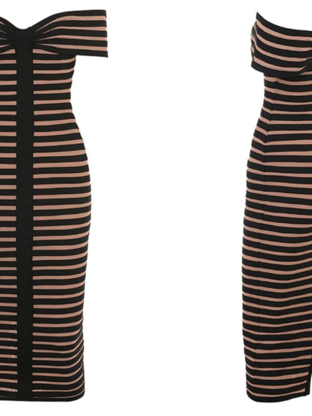 HOUSE OF CB 'Petra' Striped Bandage Midi Dress black